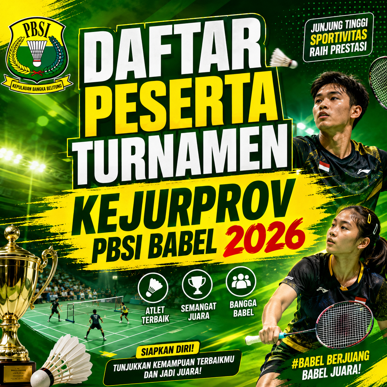 Daftar Peserta Turnamen Kejurprov PBSI Babel 2026 - Sket dan Jadwal Pertandingan
